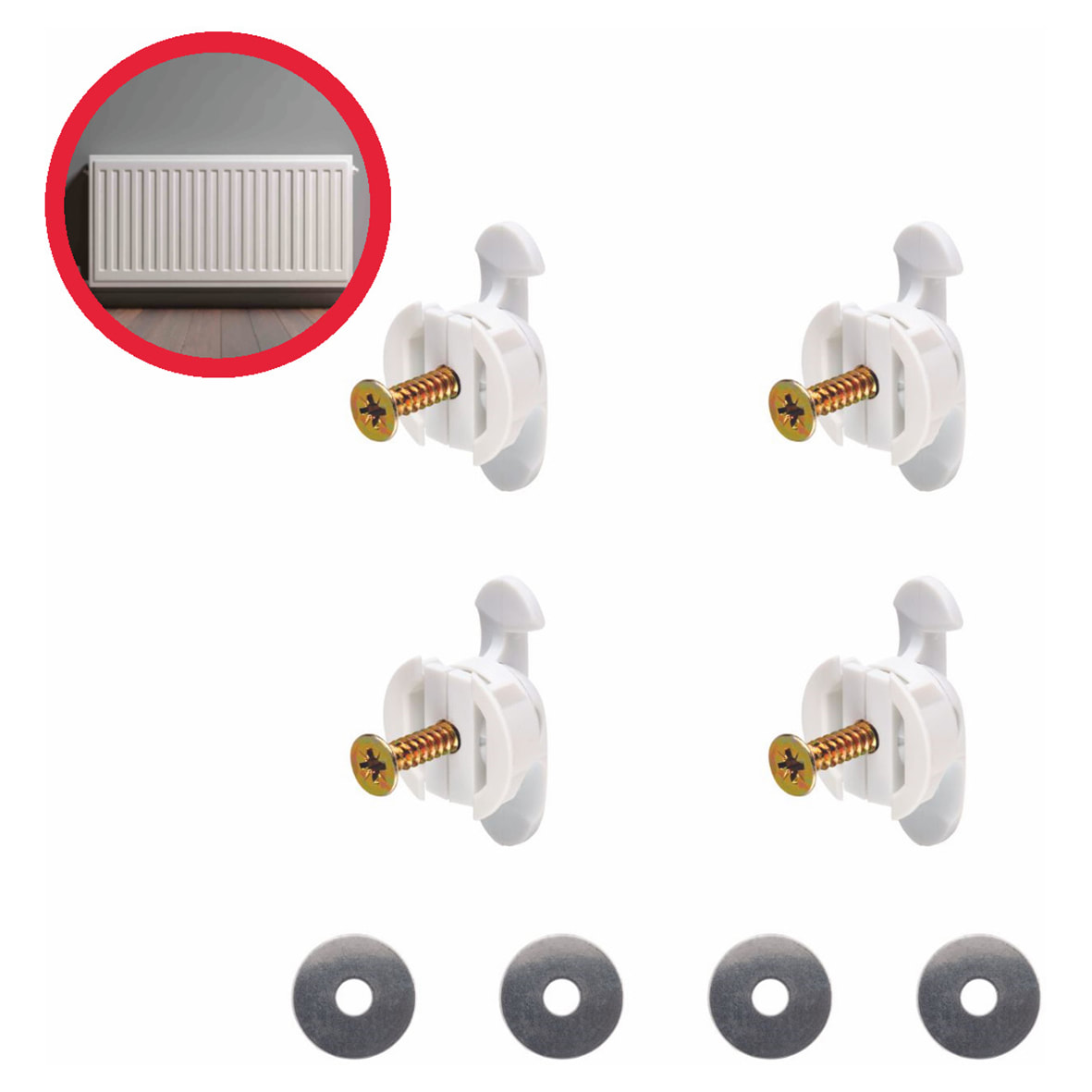 Heavy Duty Plasterboard Fixing Kit for Radiators - 5 x 20mm - Pack of 4