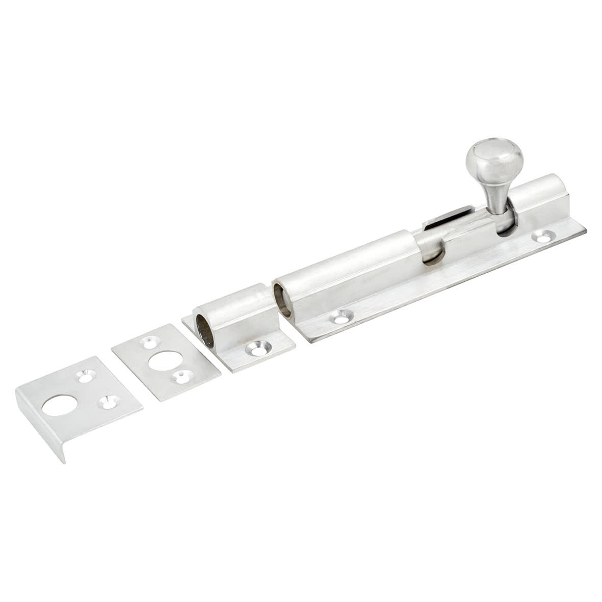 Satin Chrome Straight Barrel Bolt - Decorative Range - 100 x 32mm
