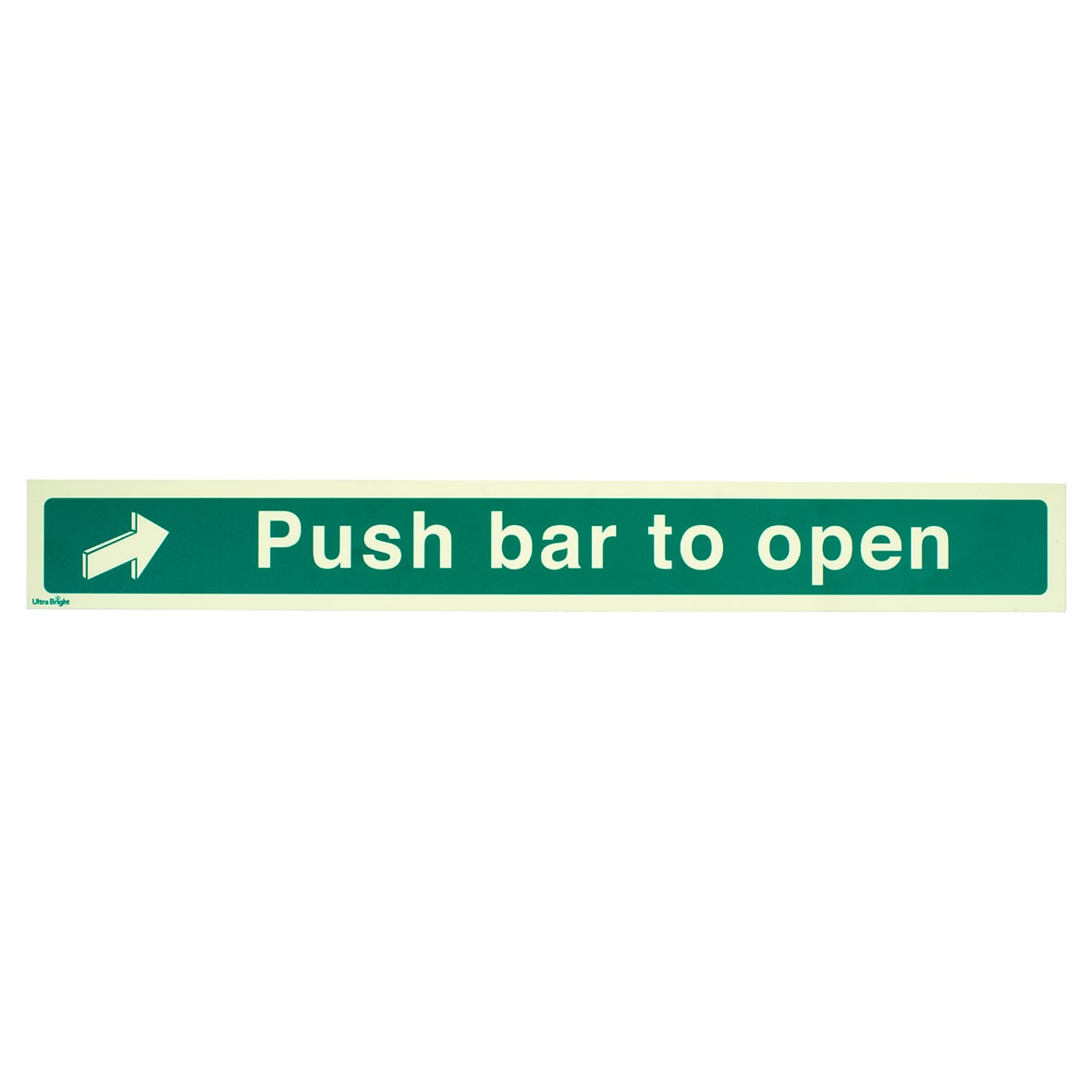 Photoluminescent Push Bar To Open Sign - 600 x 75mm - Rigid Plastic
