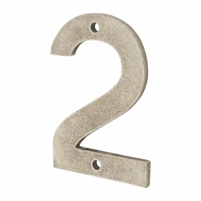 76mm Screw Fix Door Numeral - 2 - Pewter