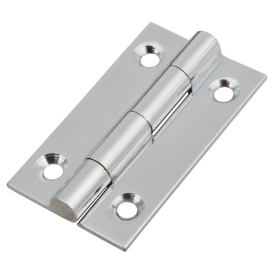 Solid Drawn Butt Cabinet Hinge - 38 x 22 x 1.45mm - Polished Chrome - Pair