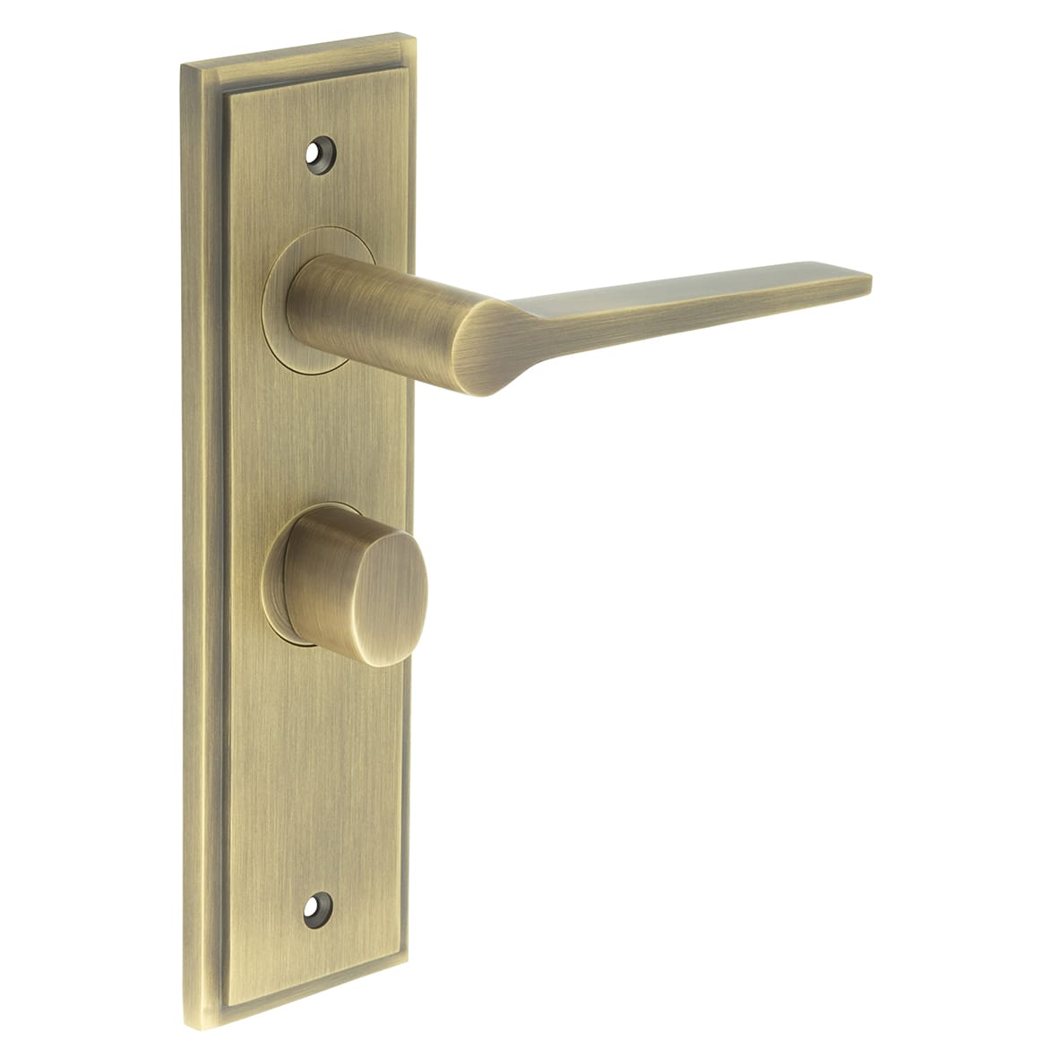 Antique Brass Fire Rated Bathroom Door Handles - Knightsbridge - Inner 1 - 200 x 55mm
