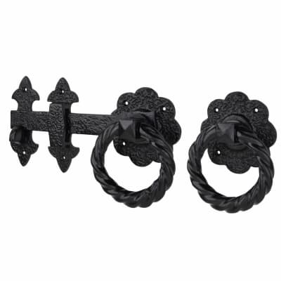 Heavy Duty Twisted Ring Gate Latch - 230 x 98mm - Black Powder Coated