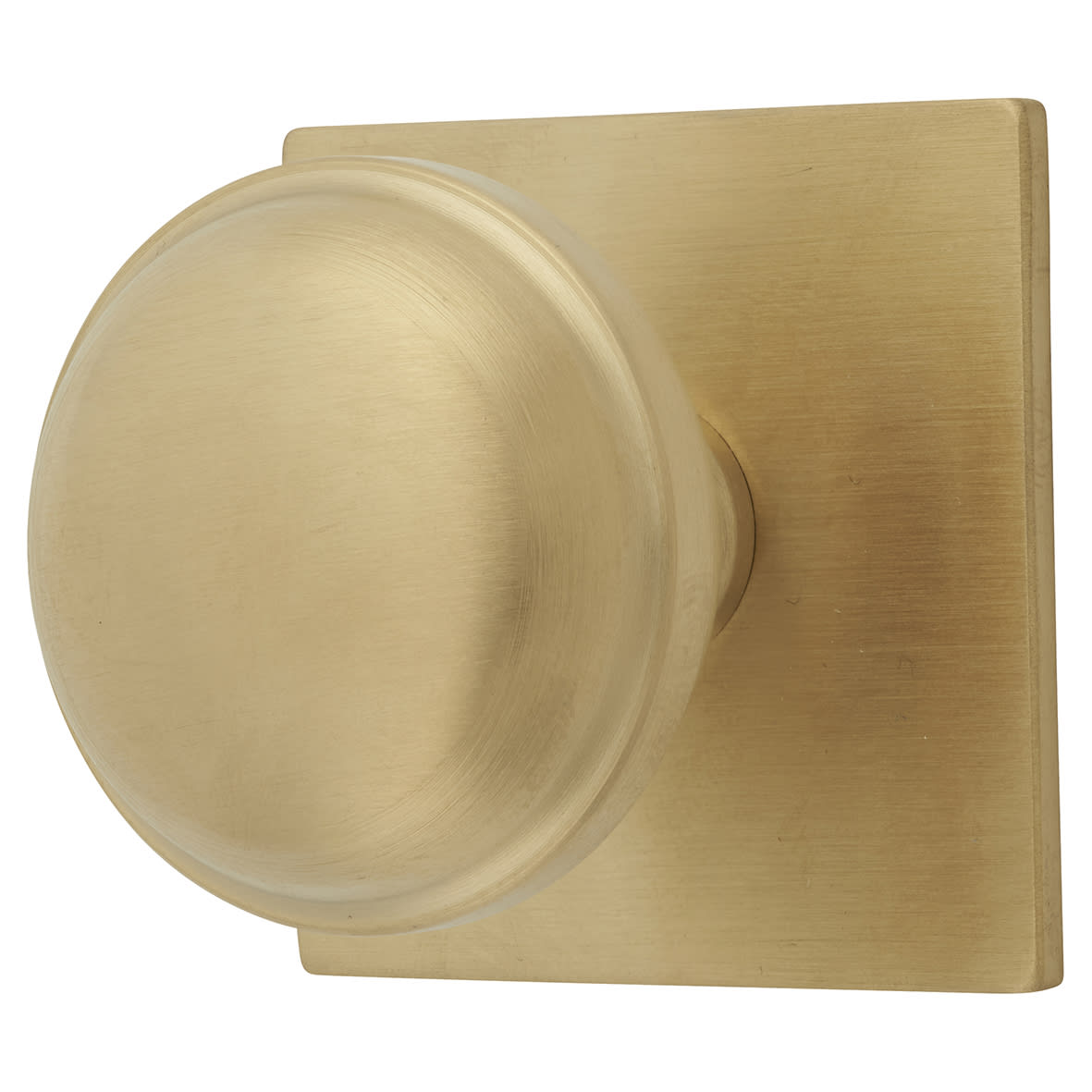 Quantock Cabinet Knob on Square Backplate - 38mm Diameter - PVD Satin Brass