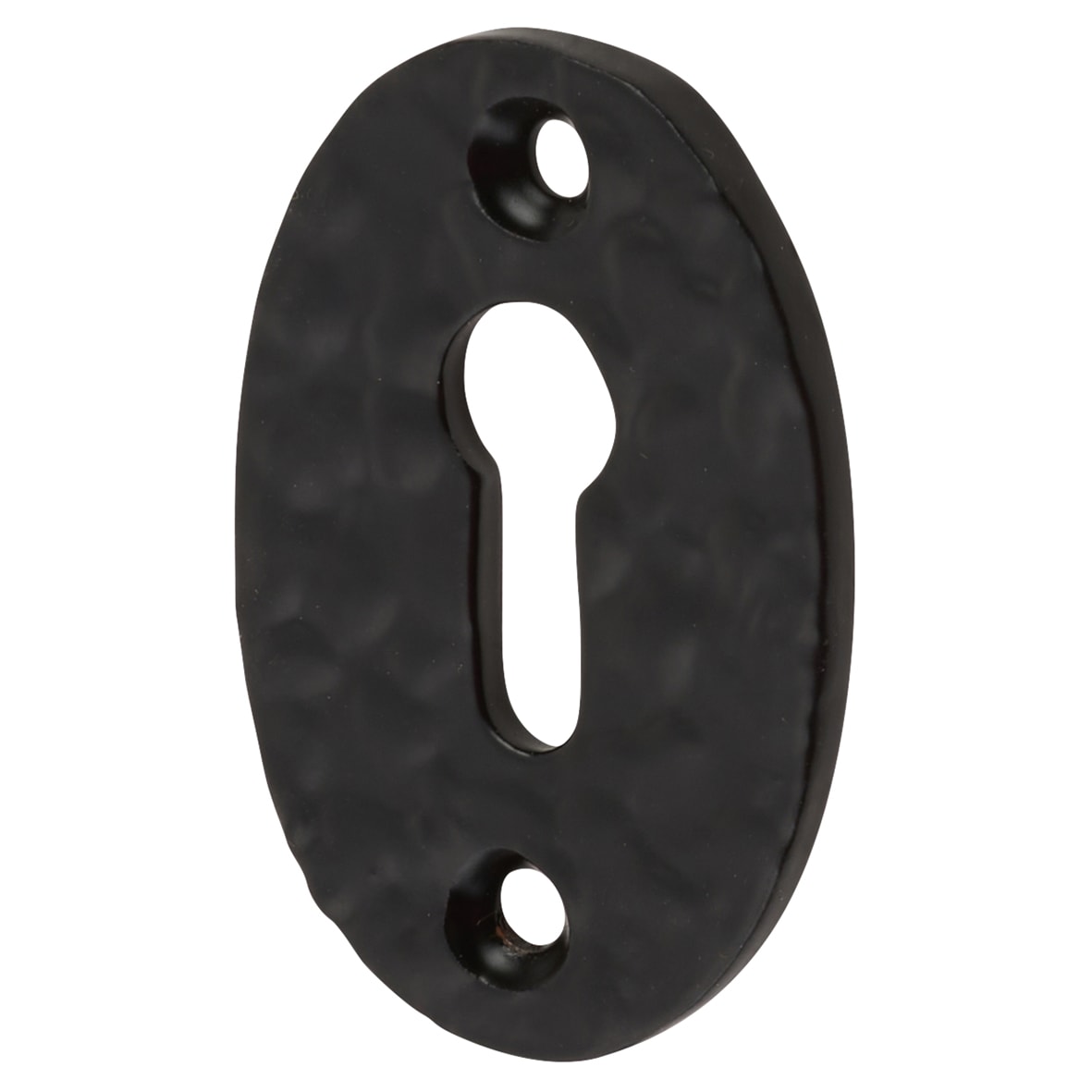 Traditional Oval Escutcheon - 56 x 36mm - Keyhole - Antique Black Iron