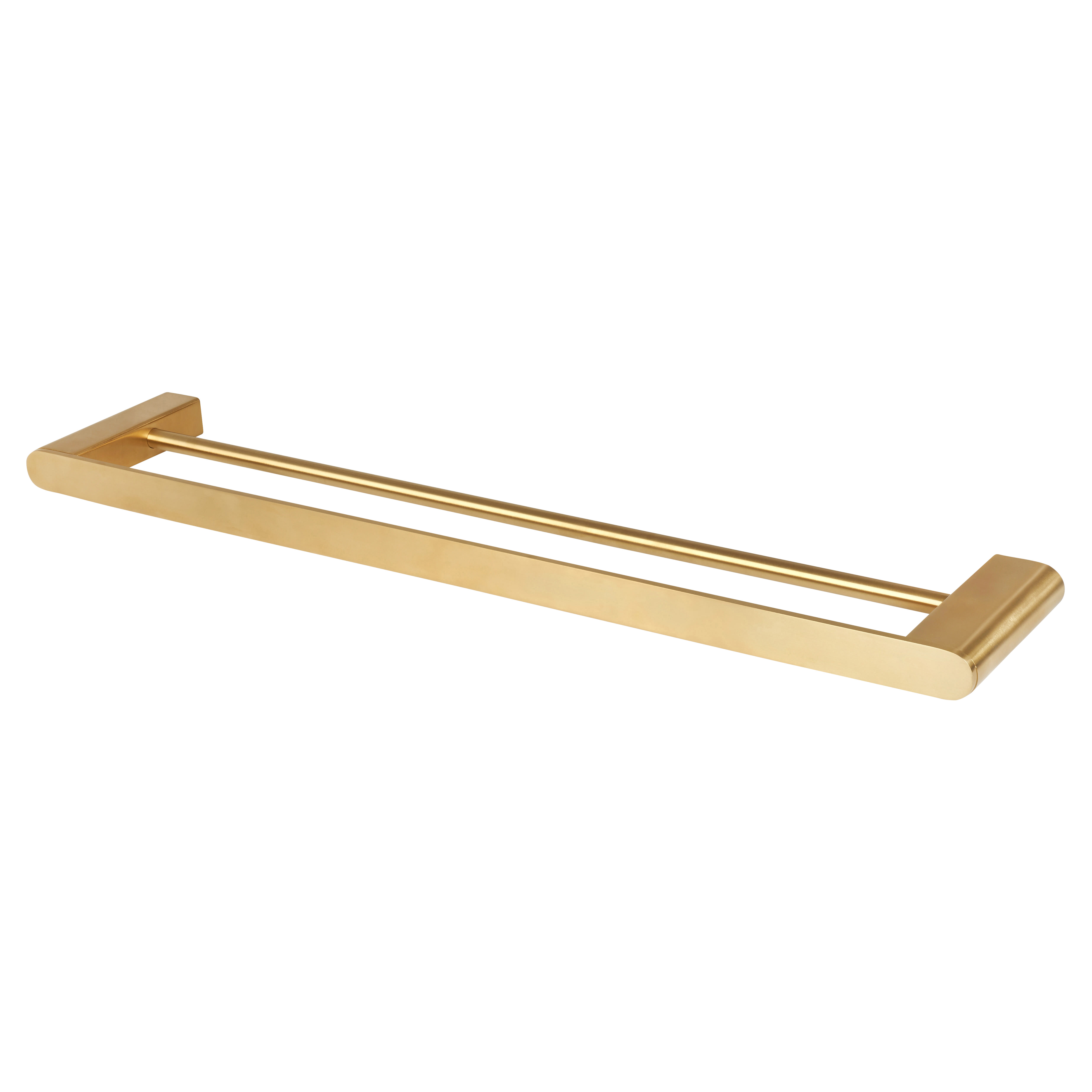 Designer Double Round Towel Rail - 600 x 115 x 26mm - PVD Satin Brass