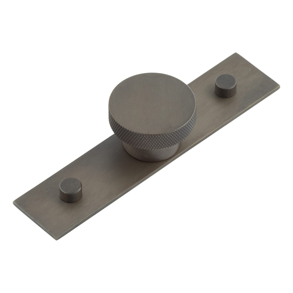 Wenlock Knurled Round Cabinet Knob on Plain Backplate - 40mm Diameter - Dark Bronze