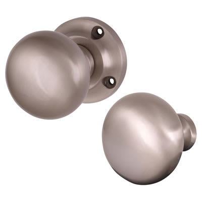 Marcus Satin Nickel Rim Door Knob - 60mm Rose Diameter