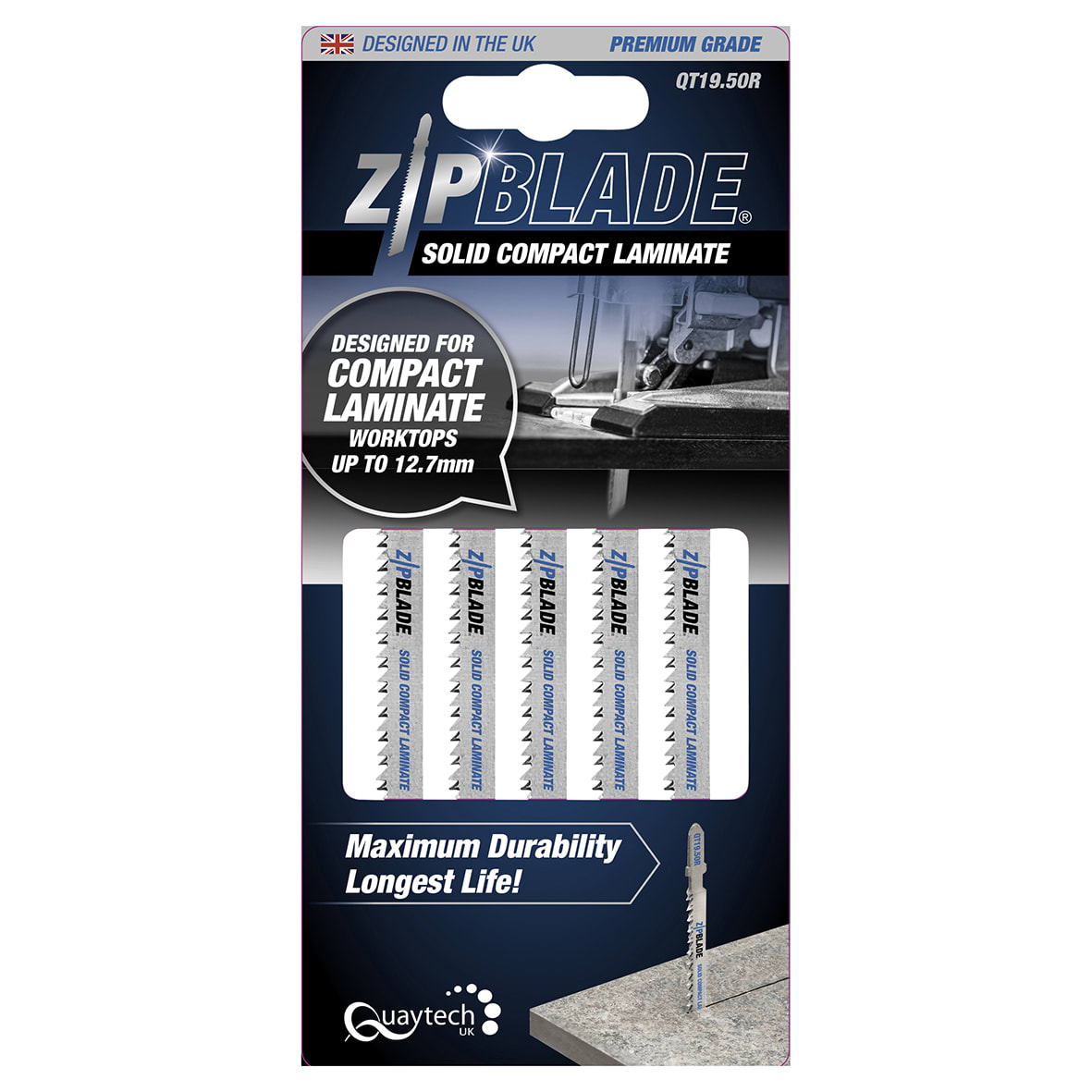 Zipblade Compact Jigsaw Blade - Suits Upto 12.7mm Thick Worktops - Pack of 5