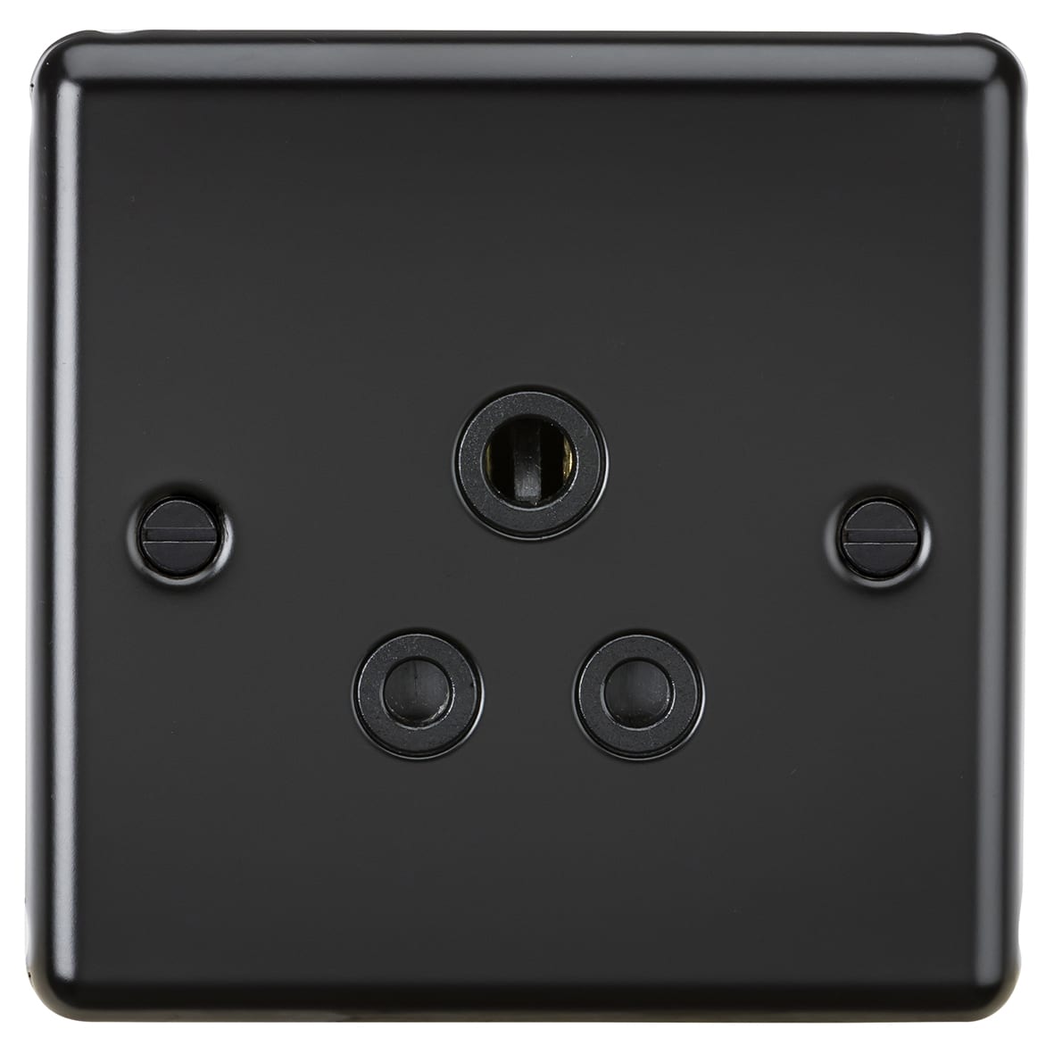 5A Round Edge Unswitched Round Pin Socket - Matt Black