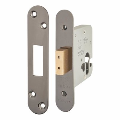 Architectural Euro Profile Deadlock - 78mm Case - 57mm Backset - Radius - Black Nickel 950913P