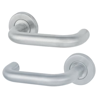Satin Stainless Steel 19mm Return to Door Handles on Round Rose 283154P