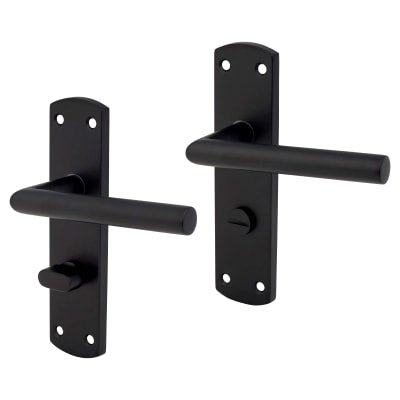 Matt Black Mitred Bathroom Door Handles - 172 x 44mm 378445P