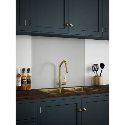 Self Adhesive Glass Kitchen Splashback - 750 x 900mm - Platinum 340257P