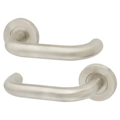 Satin Stainless Steel 19mm Return to Door Handles on Round Rose 751678P